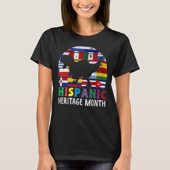 Camiseta Dinosaurio Patrimonio Hispano Mes Latino Nacional  (Anverso)