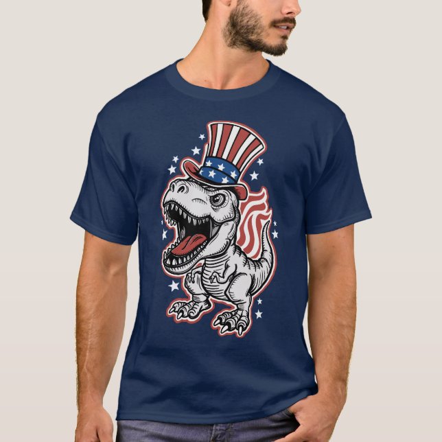 Camiseta Dinosaurio Patriótico Americano (Anverso)