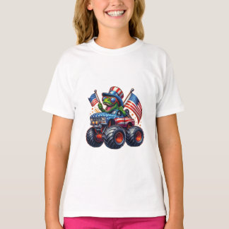 Camiseta Dinosaurio Patriótico Divertido T Rex En Camión Mo