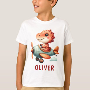 Camiseta Dinosaurio piloto lindo volando avión