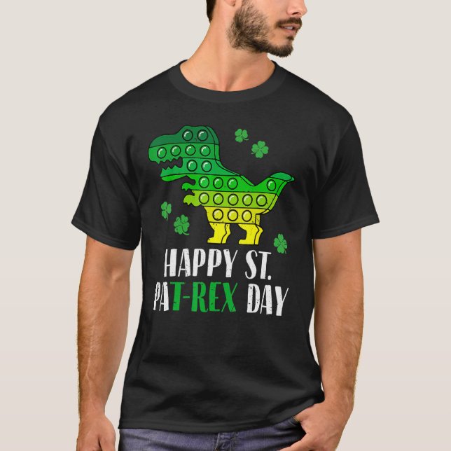 Camiseta Dinosaurio Popper Feliz T Rex St Patrick's Day Iri (Anverso)