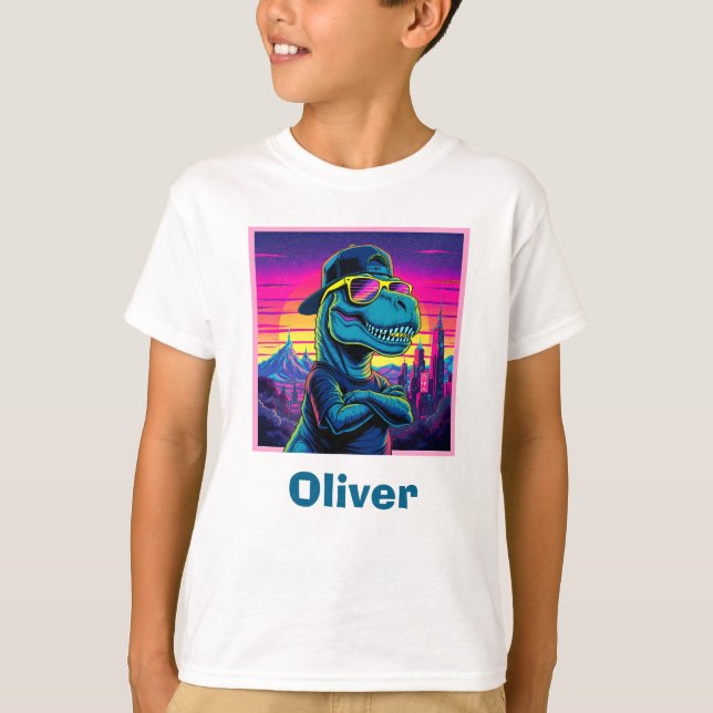 Camiseta Dinosaurio Punk Retro (Anverso)