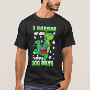Camiseta Dinosaurio que recorrí mi camino a través de 100 d