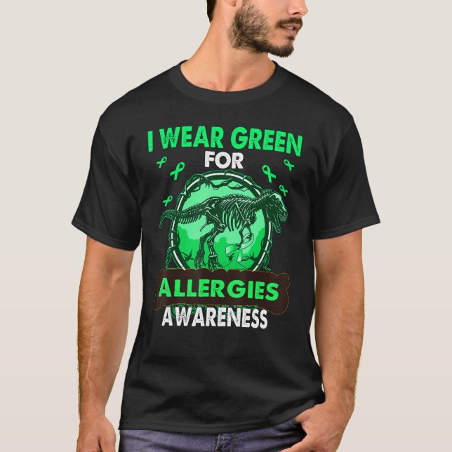 Camiseta Dinosaurio Que Uso Verde Para La Conciencia De Las (Anverso)
