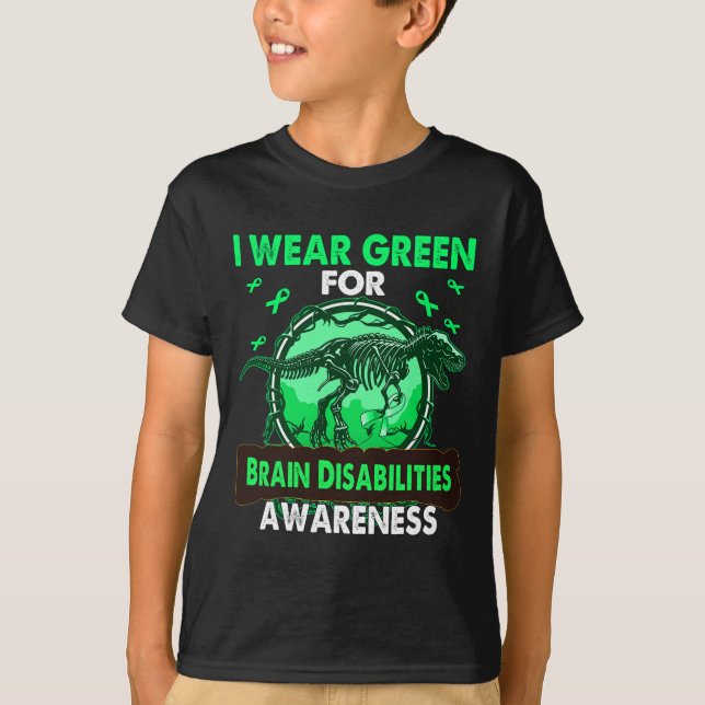 Camiseta Dinosaurio Que Uso Verde Para La Discapacidad Del  (Anverso)