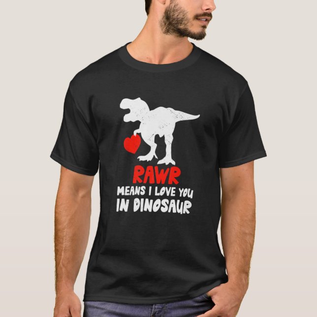 Camiseta Dinosaurio RAWR llevando un plato de San Valentín (Anverso)