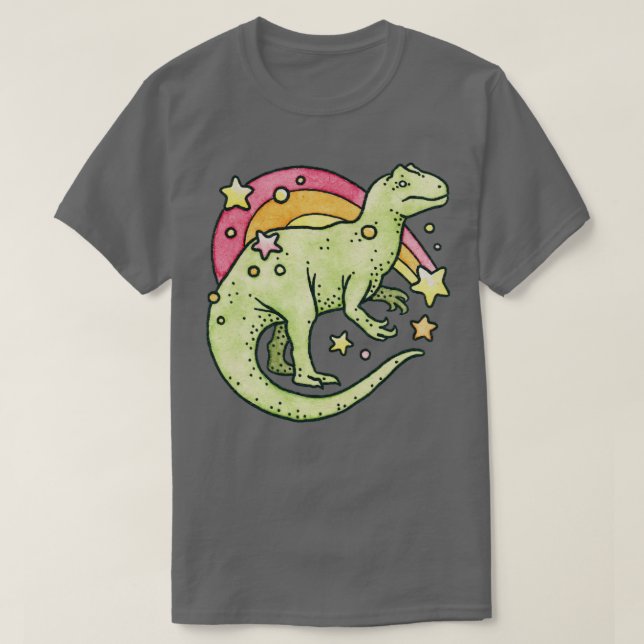 Camiseta Dinosaurio retro arcoiris allosauro (Diseño del anverso)