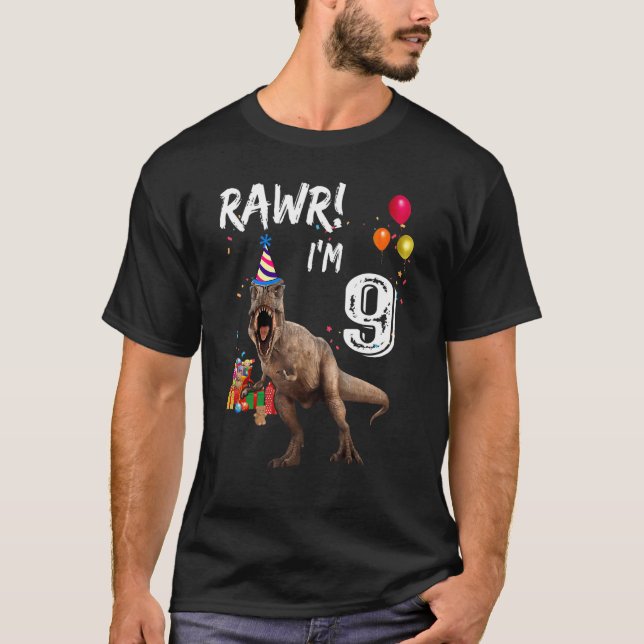 Camiseta Dinosaurio Rex de 9 años Noveno niño de cumpleaños (Anverso)