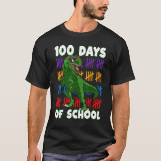 Camiseta Dinosaurio Rex Feliz 100° Día de Colegios Dino Niñ