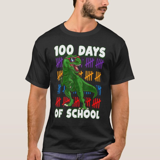 Camiseta Dinosaurio Rex Feliz 100° Día de Colegios Dino Niñ (Anverso)