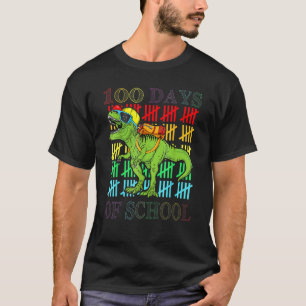 Camiseta Dinosaurio Rex Feliz 100° Día de Colegios Dino Niñ