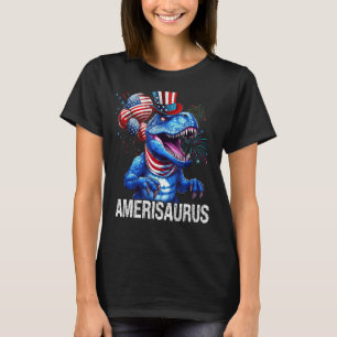 Camiseta Dinosaurio Rojo Azul Blanco Amerisauro Fuego de Fu