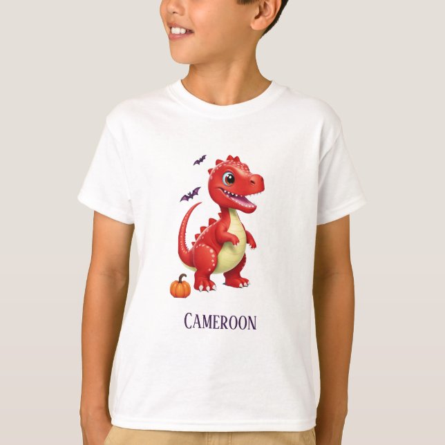 Camiseta Dinosaurio rojo de Halloween (Anverso)