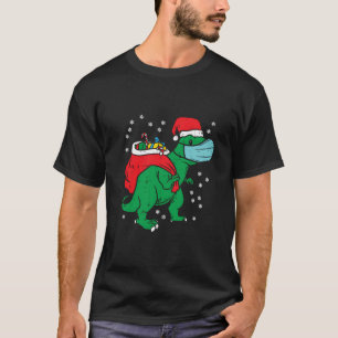 Camiseta Dinosaurio Santa Trex En Cuarentena B De Navidades