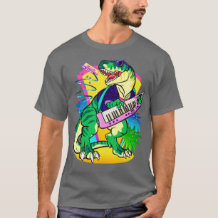 Camiseta Dinosaurio sintetizador clave Rex 80 con Keytar