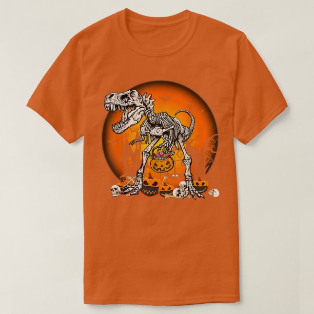 Camiseta Dinosaurio Skeleton T re Scary With Moon Halloween (Diseño del anverso)