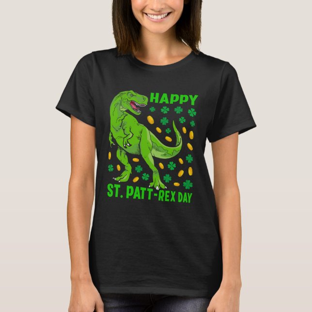 Camiseta Dinosaurio St Patricks Day Happy St Pat Trex Boy (Anverso)