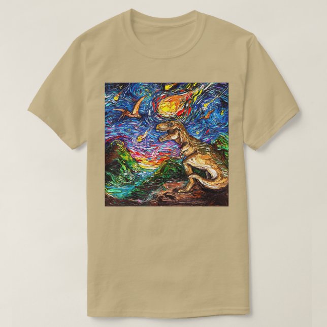 Camiseta Dinosaurio Starry Night T Re, regalo de arte Van G (Diseño del anverso)