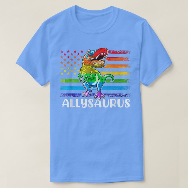 Camiseta Dinosaurio T Re Lgbt Bandera del Orgullo Gay Allys (Diseño del anverso)