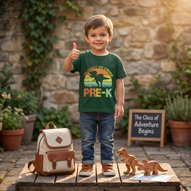Camiseta Dinosaurio T-Rex Audaz Listo Para Aplastar 1er Gra (Bold Dinosaur T-Rex Ready To Crush 1st Grade Back- T-Shirt)