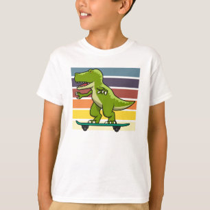 Camiseta Dinosaurio T-Rex con monopatín