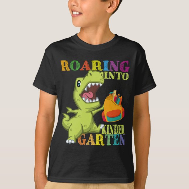 Camiseta Dinosaurio T Rex de la guardería de nuevo a (Anverso)