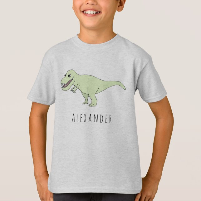 Camiseta Dinosaurio T-Rex del niño en Guay con nombre (Anverso)