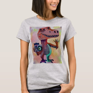 Camiseta Dinosaurio T-rex divertido con fotografía de cámar