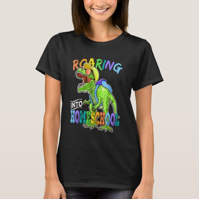 Camiseta Dinosaurio T Rex Escolar Rugiente De Regreso A La  (Anverso)