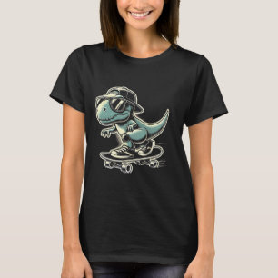 Camiseta Dinosaurio T Rex Monopatín Divertido Patinaje Retr
