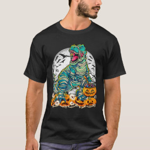 Camiseta Dinosaurio T Rex Mummy Calabaza Halloween Costueen