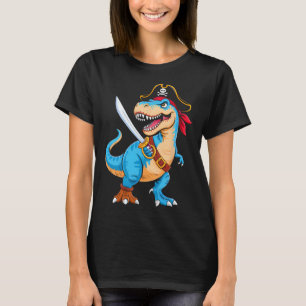 Camiseta Dinosaurio T Rex Pirata Niños Funny Halloween Co