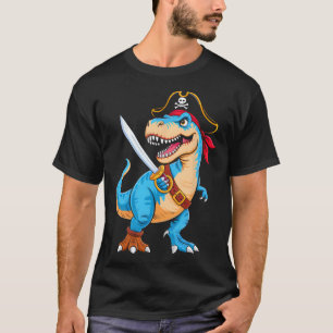 Camiseta Dinosaurio T Rex Pirata Niños Funny Halloween Co