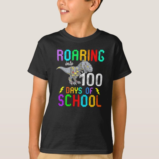 Camiseta Dinosaurio T-Rex se desliza en 100 días de colegio (Anverso)