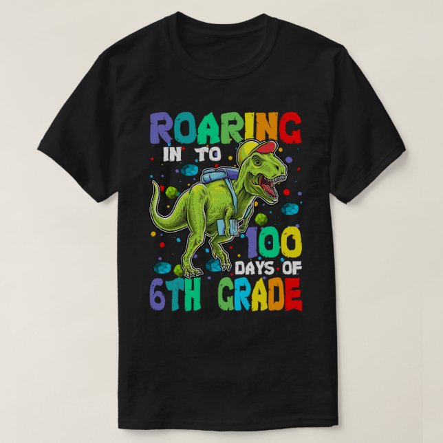 Camiseta Dinosaurio T-Rex se desliza en 100 días de sexto g (Diseño del anverso)