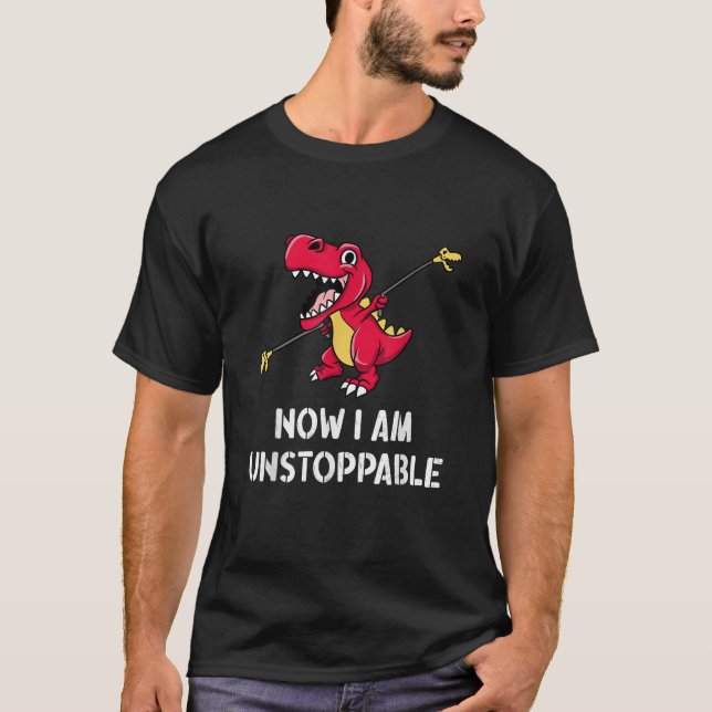 Camiseta Dinosaurio T Rex Short Arms Ahora Soy Imparable (Anverso)
