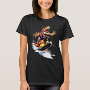 Camiseta Dinosaurio T-rex Snowboard Snowboard Esquiador Gan