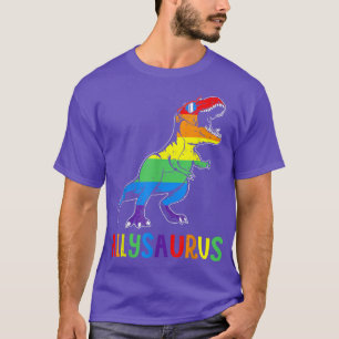 Camiseta Dinosaurio T sobre la bandera del orgullo gay LGBT