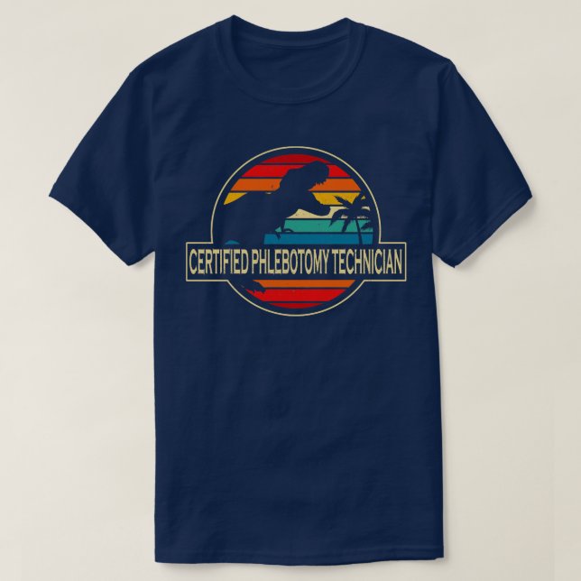 Camiseta Dinosaurio técnico de flebotomía certificado (Diseño del anverso)