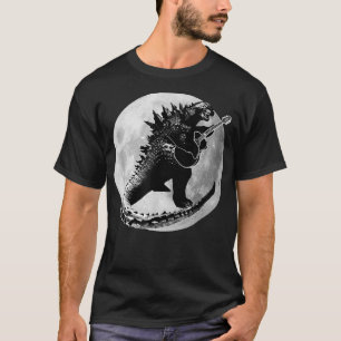 Camiseta Dinosaurio Tocando Guitarra Acústica Eléctrica Roc
