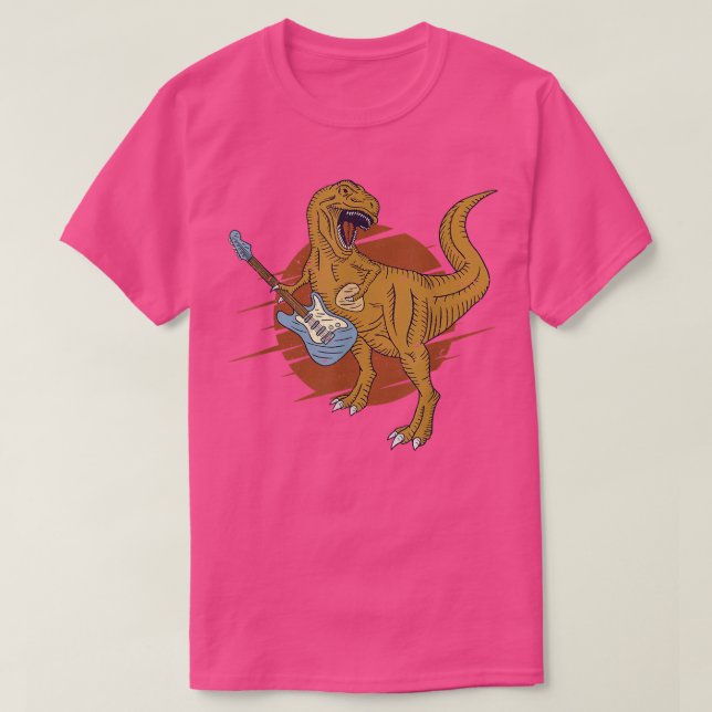 Camiseta Dinosaurio tocando guitarra divertida guitarrista  (Diseño del anverso)