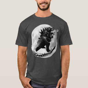 Camiseta Dinosaurio tocando guitarra eléctrica acústica Led