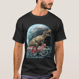 Camiseta Dinosaurio Trex En Bicicleta En El Espacio En Moon