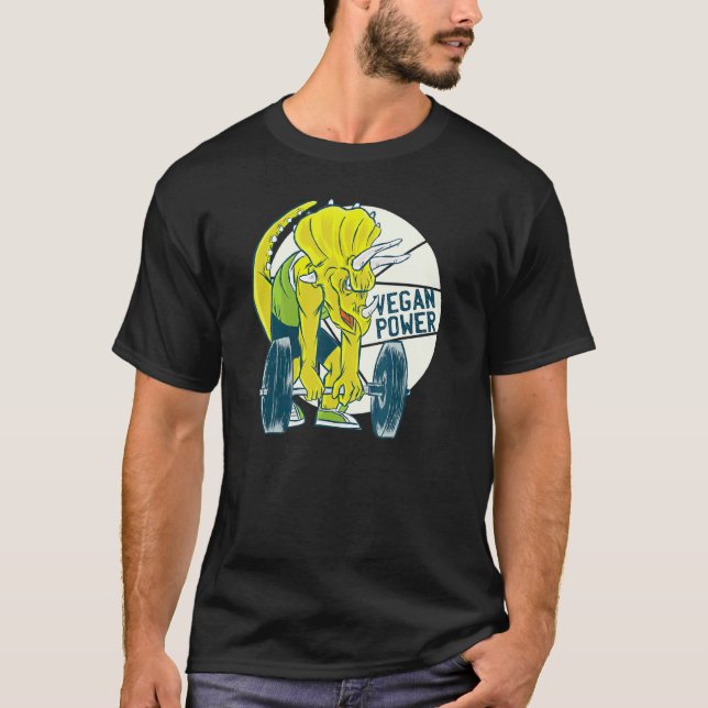 Camiseta Dinosaurio Triceratops Gimnasio Vegetariano Verdur (Anverso)