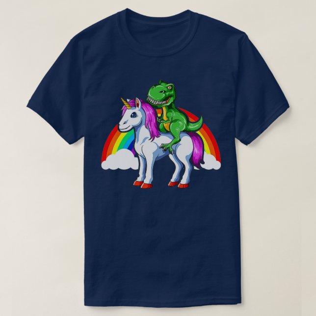 Camiseta Dinosaurio Unicornio montando en Unicornio T Rex R (Diseño del anverso)