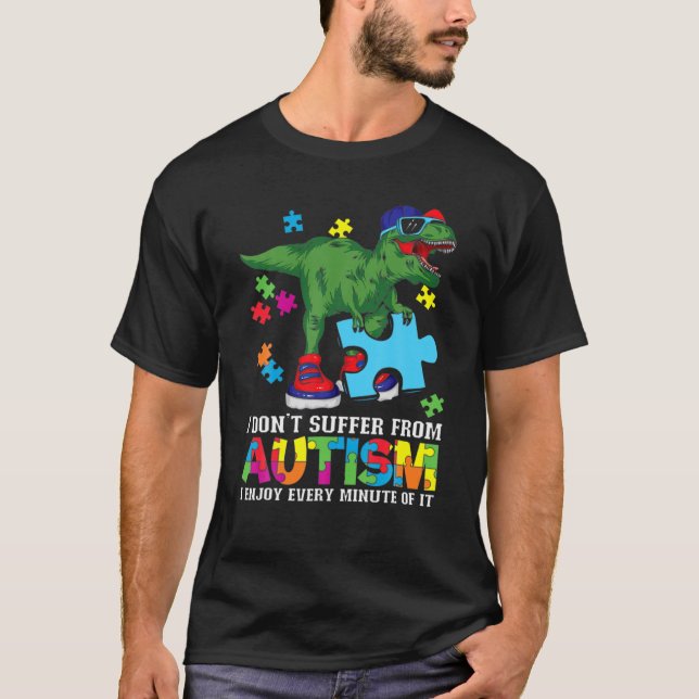 Camiseta Dinosaurio usa gafas de sol sosteniendo el autismo (Anverso)