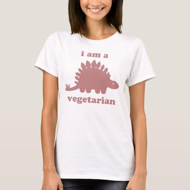 Camiseta Dinosaurio vegetariano del Stegosaurus - rosa (Anverso)