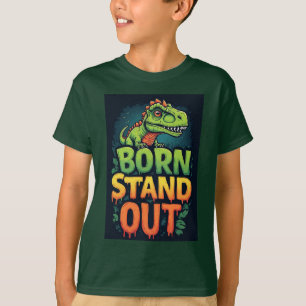 Camiseta Dinosaurio Verde Adorable Con Tipografía Negrita