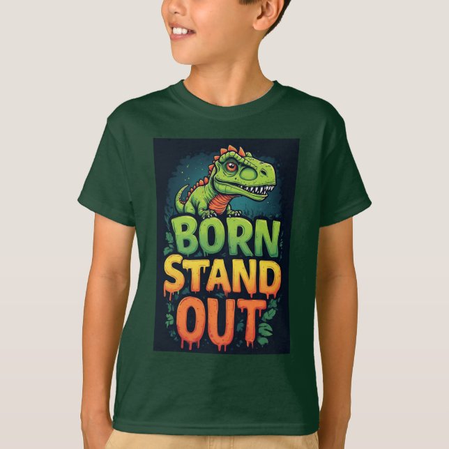 Camiseta Dinosaurio Verde Adorable Con Tipografía Negrita (Anverso)