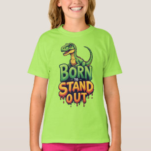 Camiseta Dinosaurio Verde Adorable Con Tipografía Negrita
